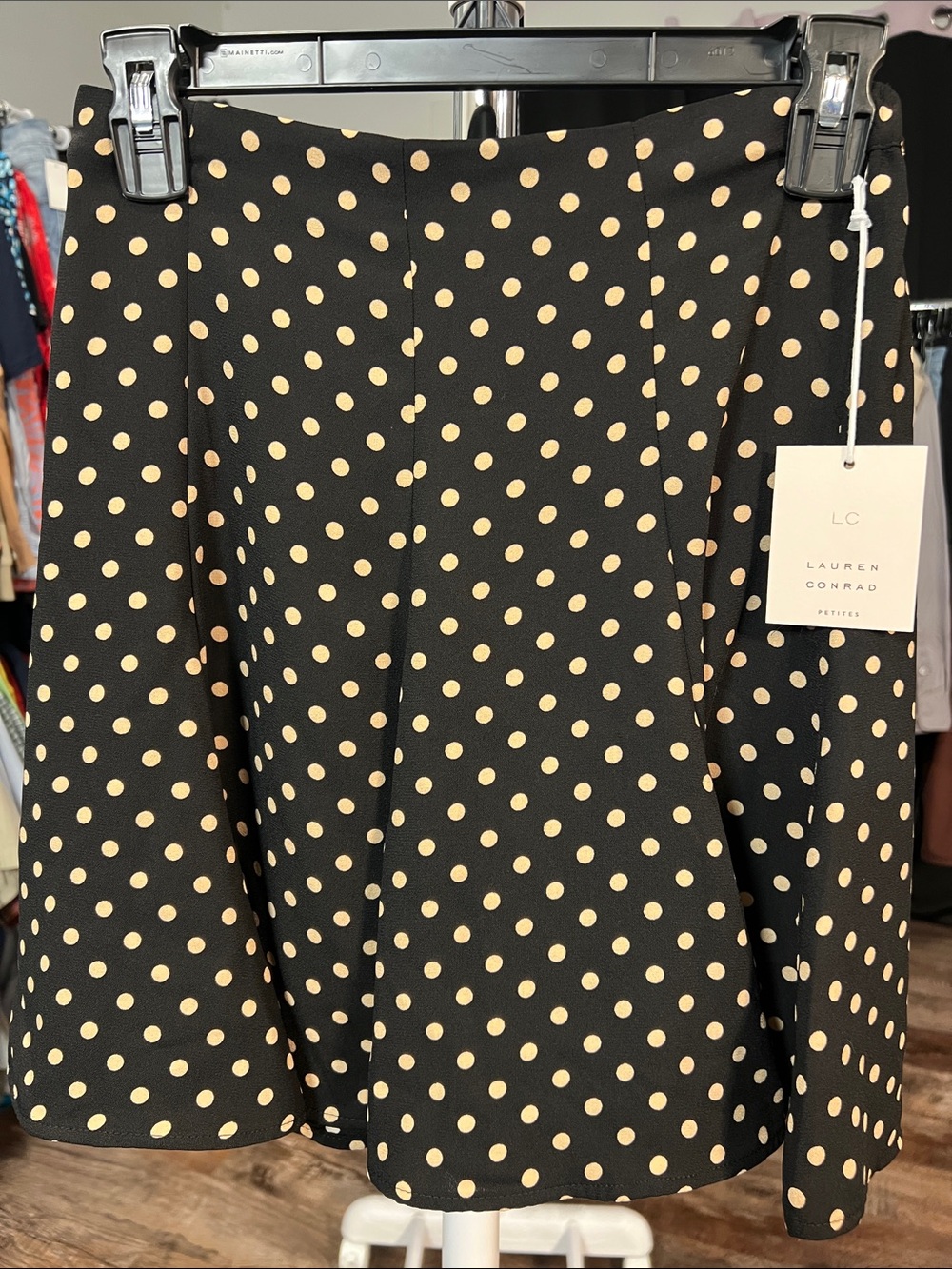 LC Lauren Conrad Black Polka Dot Skater Skirt